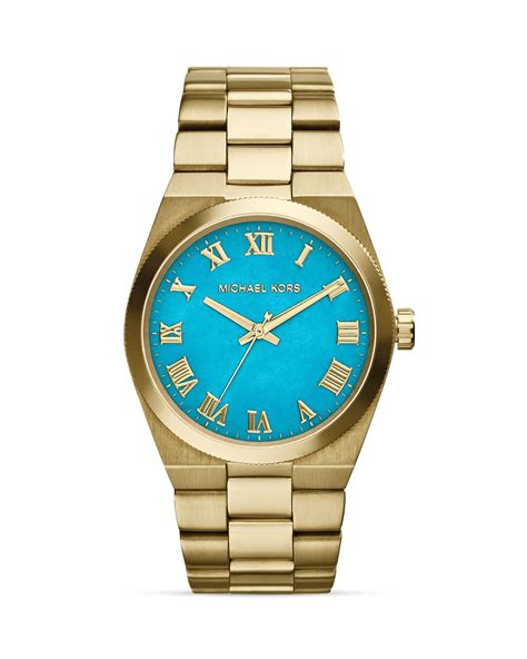 michael kors gold and turquoise watch|michael kors goldtone watch.